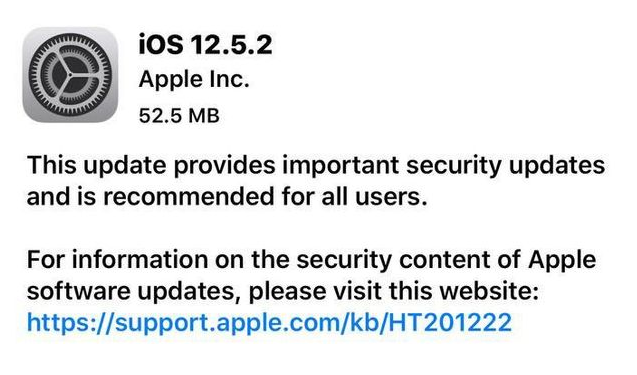 乌拉特后苹果手机维修分享iOS12.5.2发布，建议所有老苹果用户安装 